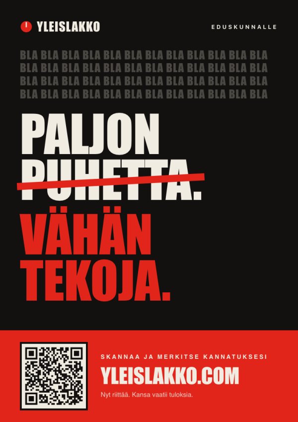 Juliste: Paljon puhetta, vähän tekoja