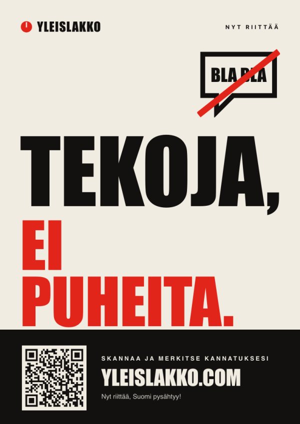Juliste: Tekoja, ei puheita